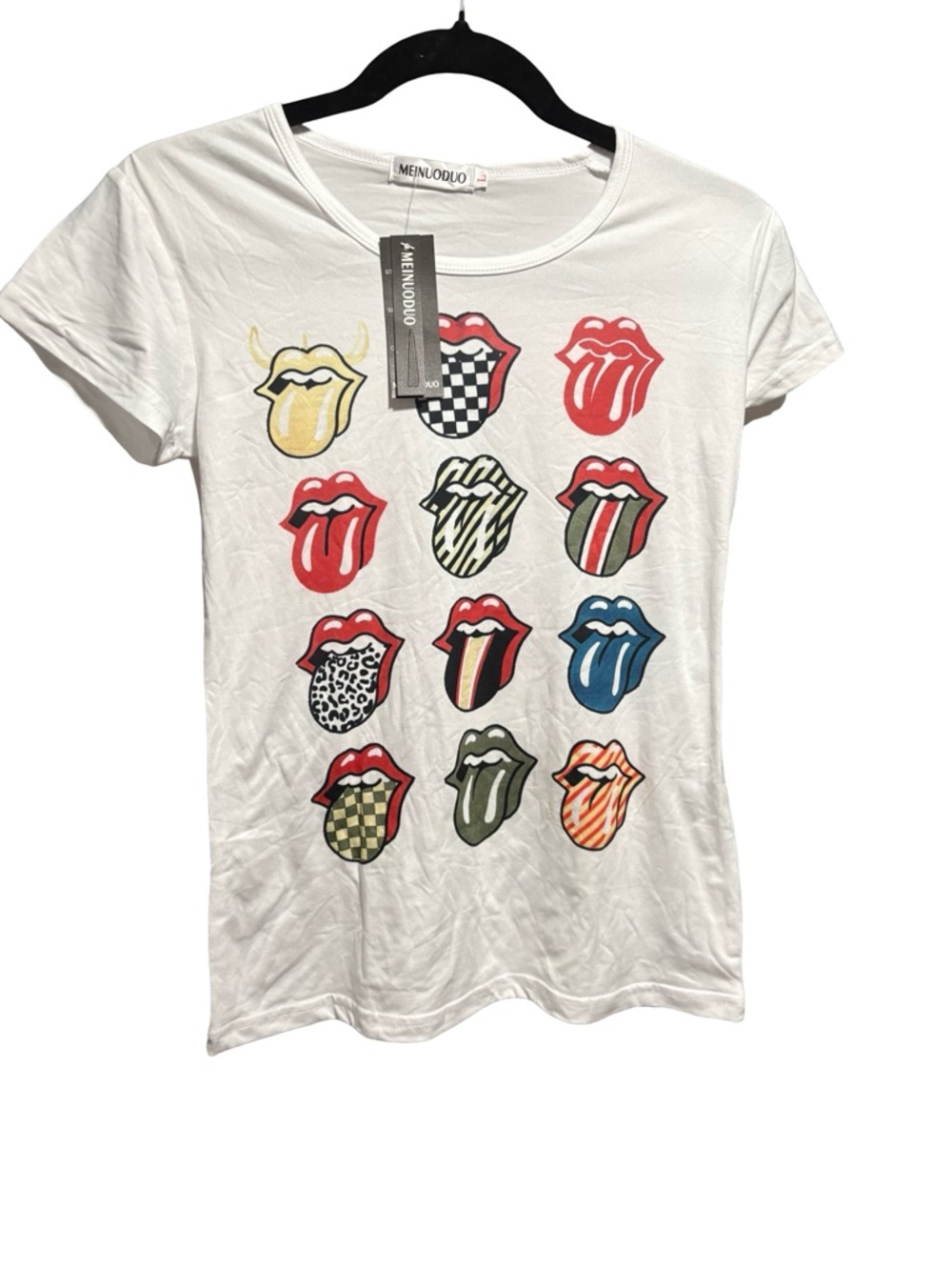 MEINUODUO Rolling Stones Classic Tongue & Lips Logo Graphic Tee Size M